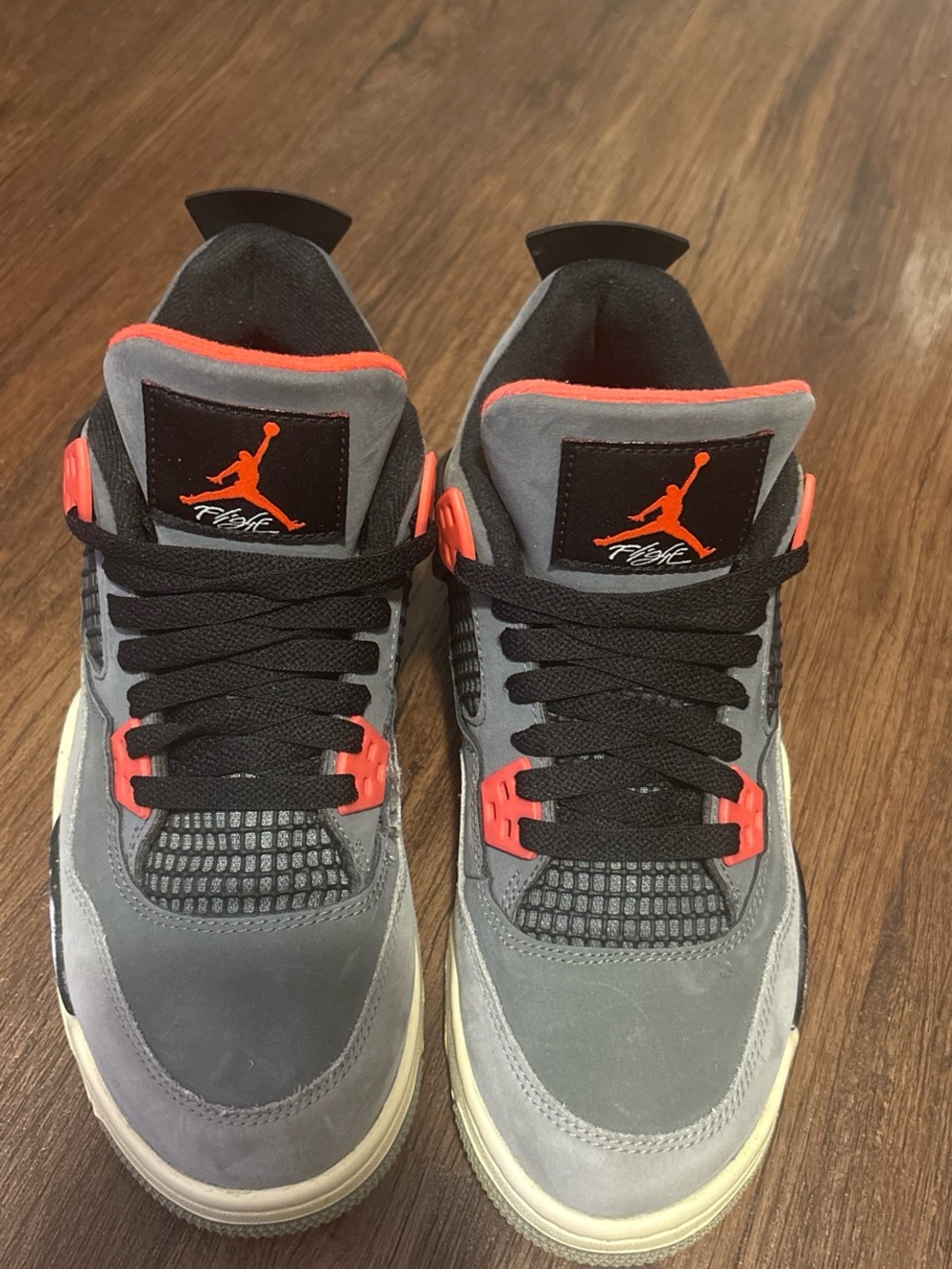 Jordan Grey and Black Sneakers with Orange Accents